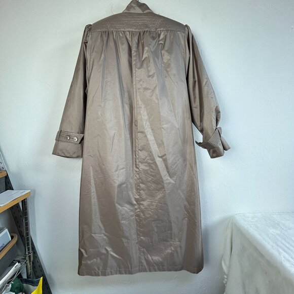 Chiango By Fleet Street Womens Long Rain Coat Size 6 Beige Pockets Lined Korea - Picture 2 of 13